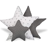 Los mejores  - Cojín decorativo para habitación infantil- diseño de estrella- para niños y niñas (gris oscuro y blanco con estrellas y…